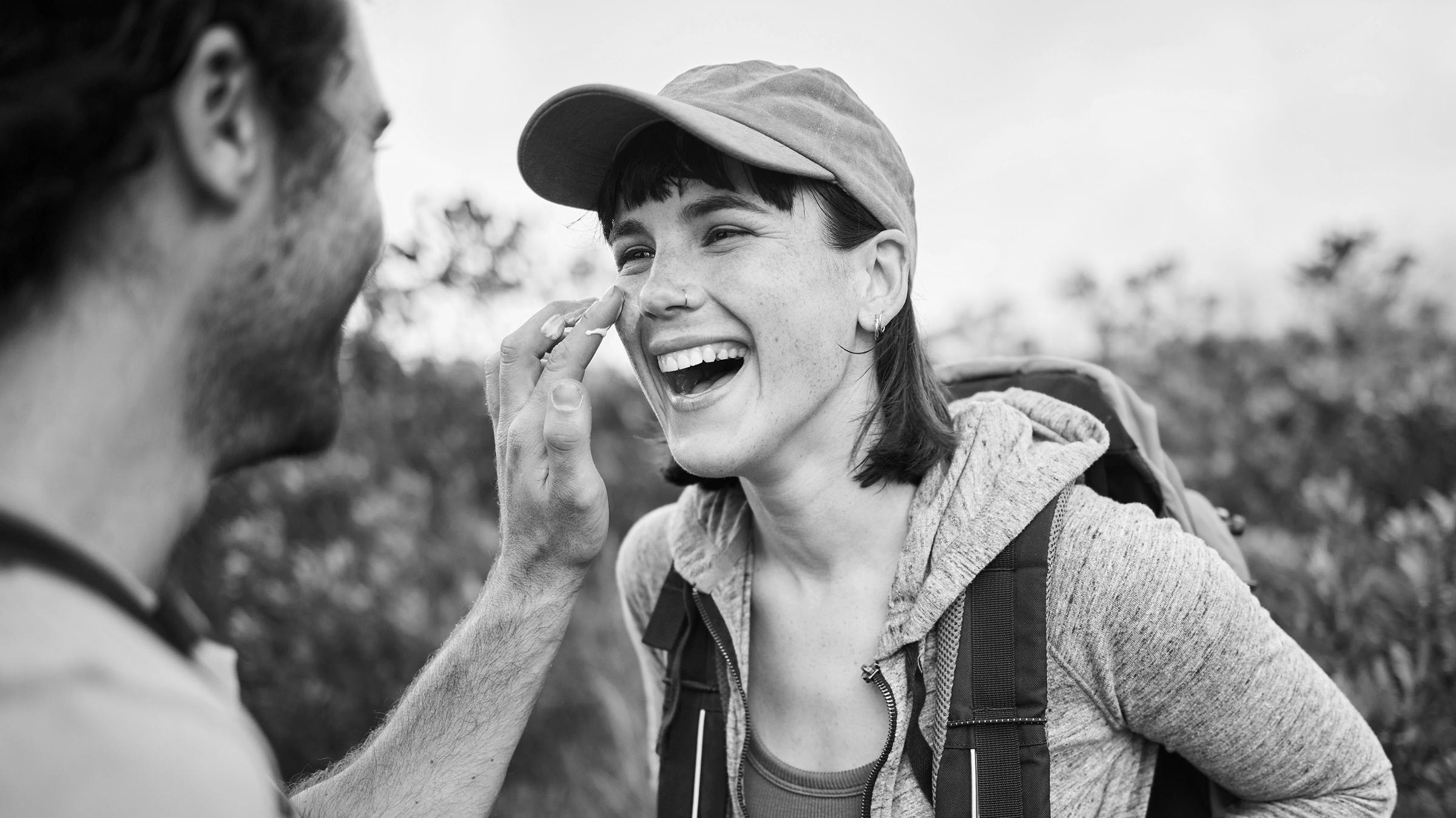 Couple smiling
