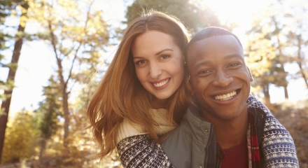 Couple smiling