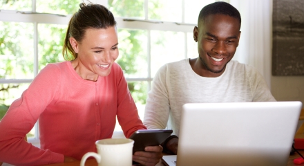 Couple smiling