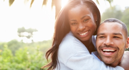 Couple smiling