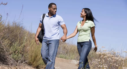 Couple walking on beach
