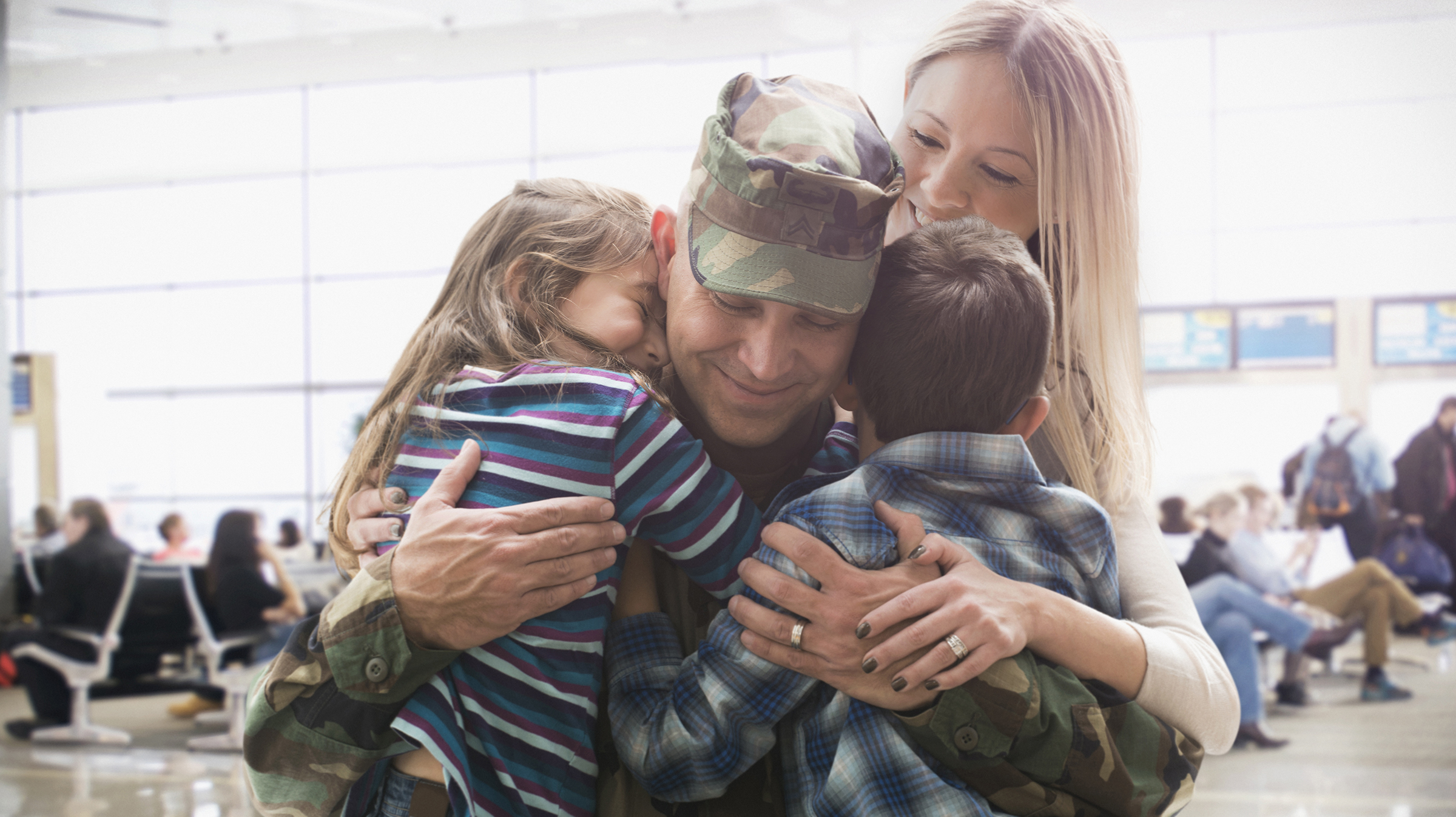 Family hugging
